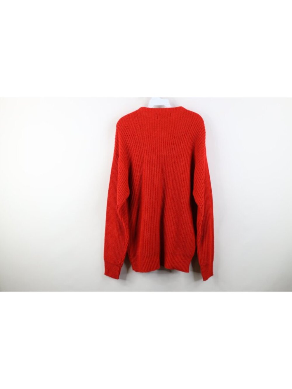 Vintage 70s 80s Streetwear Mens Large Blank Chunky Ribbed Knit Sweater Red USA - Picture 9 of 11